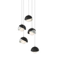 Hubbardton Forge 2023 Vintage Platinum Black Opal Glass (GG) Long Brooklyn 5-Light Double Shade Pendant
