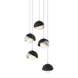 Hubbardton Forge 2023 Vintage Platinum Black Opal Glass (GG) Long Brooklyn 5-Light Double Shade Pendant
