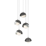Hubbardton Forge 2023 Vintage Platinum Ink Opal Glass (GG) Long Brooklyn 5-Light Double Shade Pendant