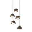 Hubbardton Forge 2023 Soft Gold Bronze Opal Glass (GG) Long Brooklyn 5-Light Double Shade Pendant
