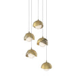 Hubbardton Forge 2023 Soft Gold Modern Brass Opal Glass (GG) Long Brooklyn 5-Light Double Shade Pendant