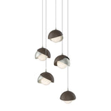 Hubbardton Forge 2023 Sterling Bronze Opal Glass (GG) Long Brooklyn 5-Light Double Shade Pendant