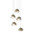 Hubbardton Forge 2023 Sterling Soft Gold Opal Glass (GG) Long Brooklyn 5-Light Double Shade Pendant