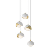 Hubbardton Forge 2023 Modern Brass White Opal Glass (GG) Long Brooklyn 5-Light Double Shade Pendant