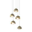 Hubbardton Forge 2023 Modern Brass Soft Gold Opal Glass (GG) Long Brooklyn 5-Light Double Shade Pendant