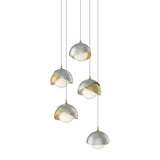 Hubbardton Forge 2023 Modern Brass Sterling Opal Glass (GG) Long Brooklyn 5-Light Double Shade Pendant
