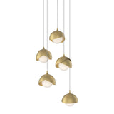 Hubbardton Forge 2023 Modern Brass Modern Brass Opal Glass (GG) Long Brooklyn 5-Light Double Shade Pendant
