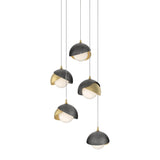 Hubbardton Forge 2023 Modern Brass Ink Opal Glass (GG) Long Brooklyn 5-Light Double Shade Pendant