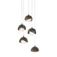Hubbardton Forge 2023 Ink Bronze Opal Glass (GG) Long Brooklyn 5-Light Double Shade Pendant