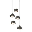 Hubbardton Forge 2023 Ink Dark Smoke Opal Glass (GG) Long Brooklyn 5-Light Double Shade Pendant