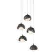 Hubbardton Forge 2023 Ink Oil Rubbed Bronze Opal Glass (GG) Long Brooklyn 5-Light Double Shade Pendant