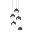 Hubbardton Forge 2023 Ink Natural Iron Opal Glass (GG) Long Brooklyn 5-Light Double Shade Pendant