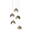 Hubbardton Forge 2023 Ink Soft Gold Opal Glass (GG) Long Brooklyn 5-Light Double Shade Pendant