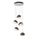 Hubbardton Forge 2023 White Bronze Opal Glass (GG) Standard Brooklyn 5-Light Double Shade Pendant