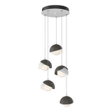 Hubbardton Forge 2023 White Dark Smoke Opal Glass (GG) Standard Brooklyn 5-Light Double Shade Pendant