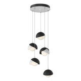 Hubbardton Forge 2023 White Black Opal Glass (GG) Standard Brooklyn 5-Light Double Shade Pendant