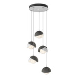 Hubbardton Forge 2023 White Natural Iron Opal Glass (GG) Standard Brooklyn 5-Light Double Shade Pendant