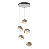 Hubbardton Forge 2023 White Soft Gold Opal Glass (GG) Standard Brooklyn 5-Light Double Shade Pendant