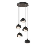Hubbardton Forge 2023 Bronze Black Opal Glass (GG) Standard Brooklyn 5-Light Double Shade Pendant