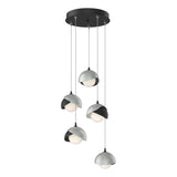 Hubbardton Forge 2023 Black Vintage Platinum Opal Glass (GG) Standard Brooklyn 5-Light Double Shade Pendant