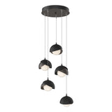 Hubbardton Forge 2023 Oil Rubbed Bronze Black Opal Glass (GG) Standard Brooklyn 5-Light Double Shade Pendant