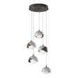 Hubbardton Forge 2023 Oil Rubbed Bronze Vintage Platinum Opal Glass (GG) Standard Brooklyn 5-Light Double Shade Pendant