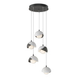 Hubbardton Forge 2023 Natural Iron White Opal Glass (GG) Standard Brooklyn 5-Light Double Shade Pendant