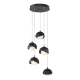 Hubbardton Forge 2023 Natural Iron Black Opal Glass (GG) Standard Brooklyn 5-Light Double Shade Pendant