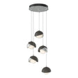 Hubbardton Forge 2023 Vintage Platinum Dark Smoke Opal Glass (GG) Standard Brooklyn 5-Light Double Shade Pendant