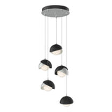 Hubbardton Forge 2023 Vintage Platinum Black Opal Glass (GG) Standard Brooklyn 5-Light Double Shade Pendant