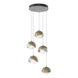 Hubbardton Forge 2023 Vintage Platinum Soft Gold Opal Glass (GG) Standard Brooklyn 5-Light Double Shade Pendant