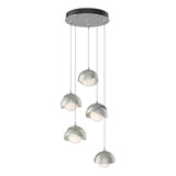 Hubbardton Forge 2023 Vintage Platinum Sterling Opal Glass (GG) Standard Brooklyn 5-Light Double Shade Pendant