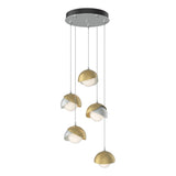 Hubbardton Forge 2023 Vintage Platinum Modern Brass Opal Glass (GG) Standard Brooklyn 5-Light Double Shade Pendant
