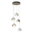 Hubbardton Forge 2023 Soft Gold White Opal Glass (GG) Standard Brooklyn 5-Light Double Shade Pendant
