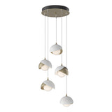 Hubbardton Forge 2023 Soft Gold White Opal Glass (GG) Standard Brooklyn 5-Light Double Shade Pendant