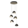 Hubbardton Forge 2023 Soft Gold Dark Smoke Opal Glass (GG) Standard Brooklyn 5-Light Double Shade Pendant