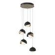 Hubbardton Forge 2023 Soft Gold Black Opal Glass (GG) Standard Brooklyn 5-Light Double Shade Pendant