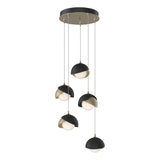 Hubbardton Forge 2023 Soft Gold Black Opal Glass (GG) Standard Brooklyn 5-Light Double Shade Pendant