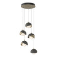 Hubbardton Forge 2023 Soft Gold Natural Iron Opal Glass (GG) Standard Brooklyn 5-Light Double Shade Pendant