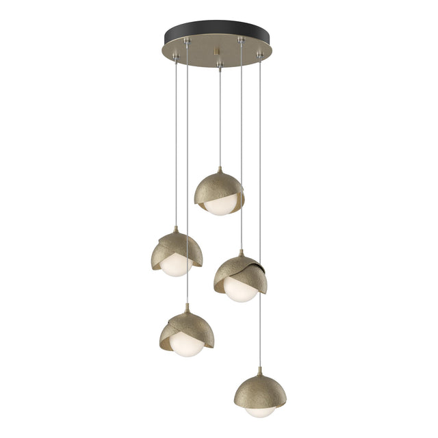 Hubbardton Forge 2023 Soft Gold Soft Gold Opal Glass (GG) Standard Brooklyn 5-Light Double Shade Pendant
