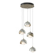 Hubbardton Forge 2023 Soft Gold Sterling Opal Glass (GG) Standard Brooklyn 5-Light Double Shade Pendant
