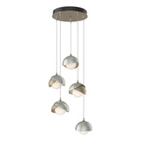 Hubbardton Forge 2023 Soft Gold Sterling Opal Glass (GG) Standard Brooklyn 5-Light Double Shade Pendant