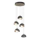 Hubbardton Forge 2023 Soft Gold Ink Opal Glass (GG) Standard Brooklyn 5-Light Double Shade Pendant