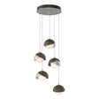 Hubbardton Forge 2023 Sterling Bronze Opal Glass (GG) Standard Brooklyn 5-Light Double Shade Pendant