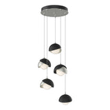 Hubbardton Forge 2023 Sterling Black Opal Glass (GG) Standard Brooklyn 5-Light Double Shade Pendant
