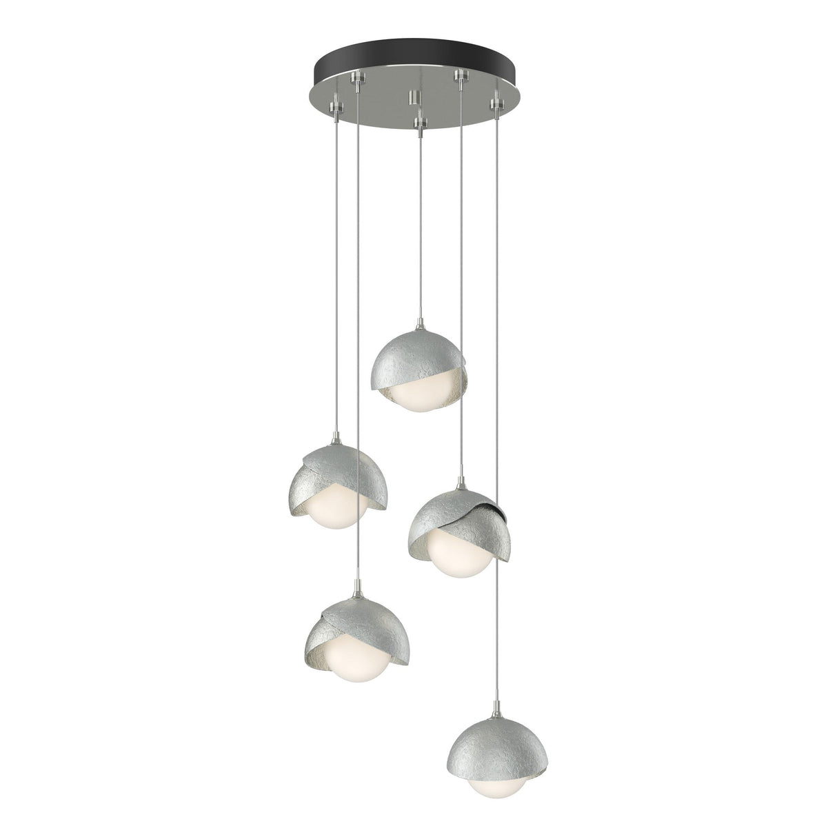 Hubbardton Forge 2023 Sterling Vintage Platinum Opal Glass (GG) Standard Brooklyn 5-Light Double Shade Pendant