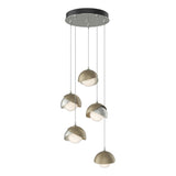 Hubbardton Forge 2023 Sterling Soft Gold Opal Glass (GG) Standard Brooklyn 5-Light Double Shade Pendant