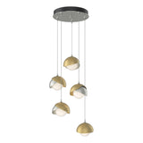 Hubbardton Forge 2023 Sterling Modern Brass Opal Glass (GG) Standard Brooklyn 5-Light Double Shade Pendant