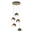 Hubbardton Forge 2023 Modern Brass Bronze Opal Glass (GG) Standard Brooklyn 5-Light Double Shade Pendant
