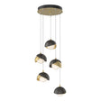 Hubbardton Forge 2023 Modern Brass Oil Rubbed Bronze Opal Glass (GG) Standard Brooklyn 5-Light Double Shade Pendant